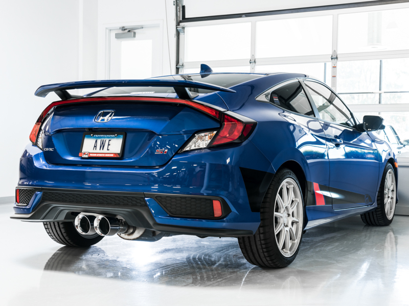 Honda Civic Si Performance Exhaust - Rear - AWE Tuning - Cat Back, Touring Edition, Dual Tips - Chrome Silver - `16-`27